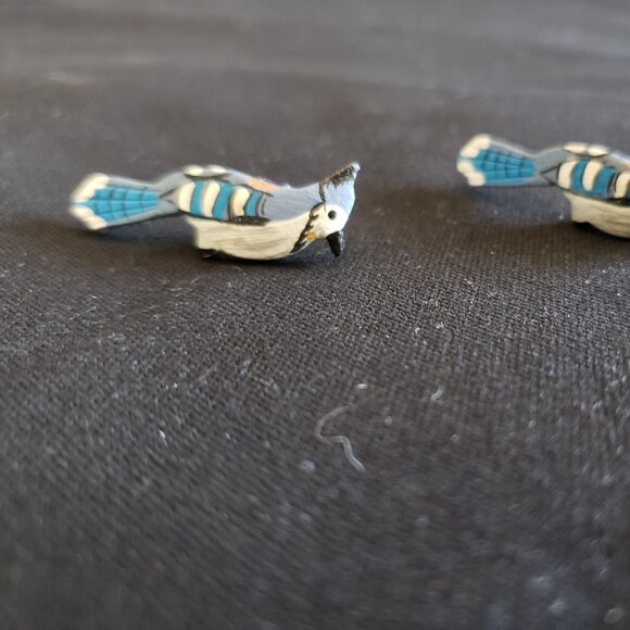 Vintage  Leather Painted Bird Earrings from Canada - Picture 4 of 7